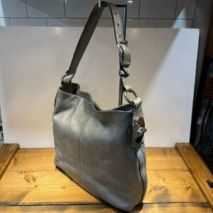 Coach Penelope Hobo F16535 Metallic Silver Pebbled Leather Shoulder Bag